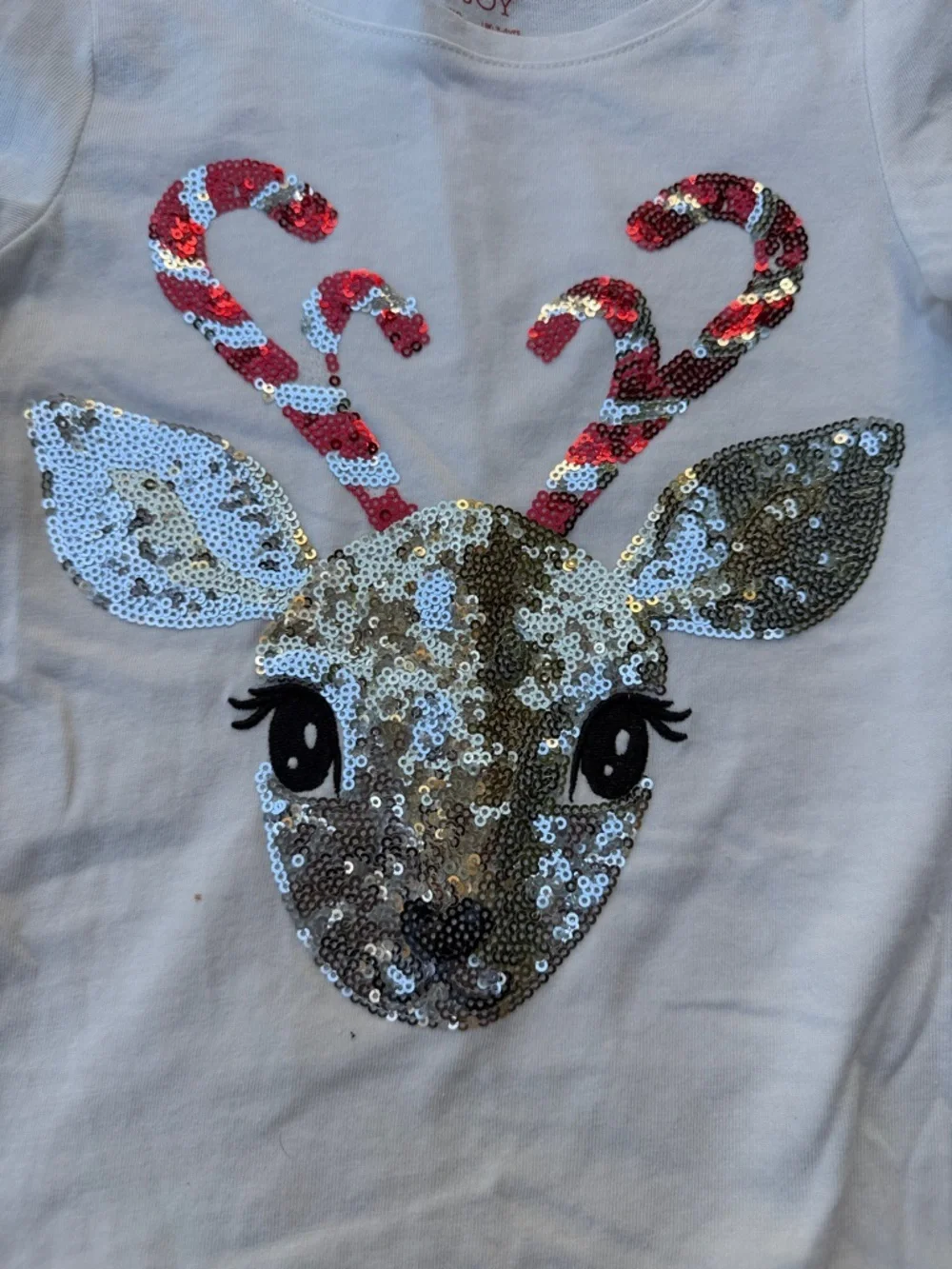 Sequin Reindeer girls Set - White & Red Size 4